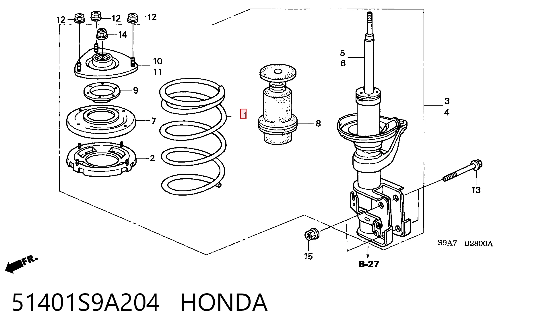 Muelle delantero 51401S9A204 HONDA