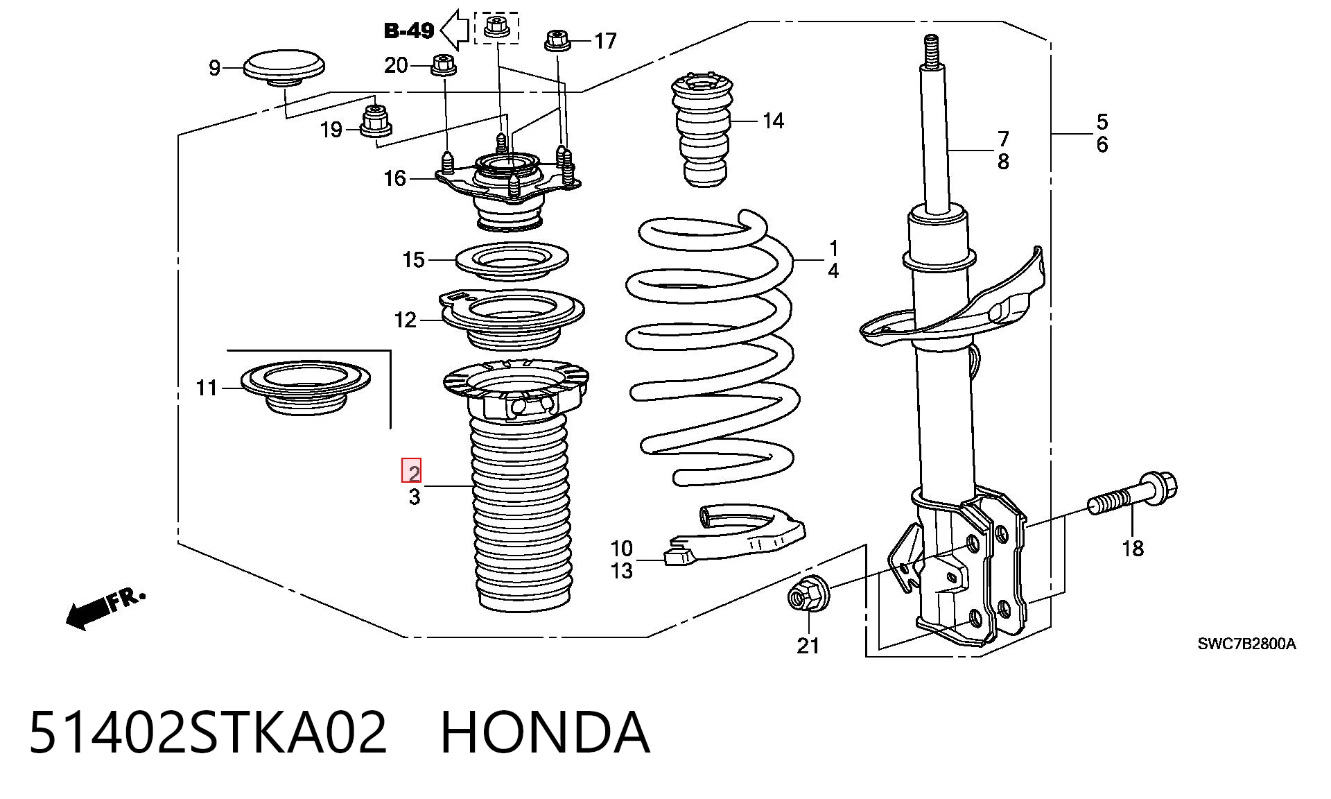 51402STKA02 Honda Fuelle, amortiguador delantero