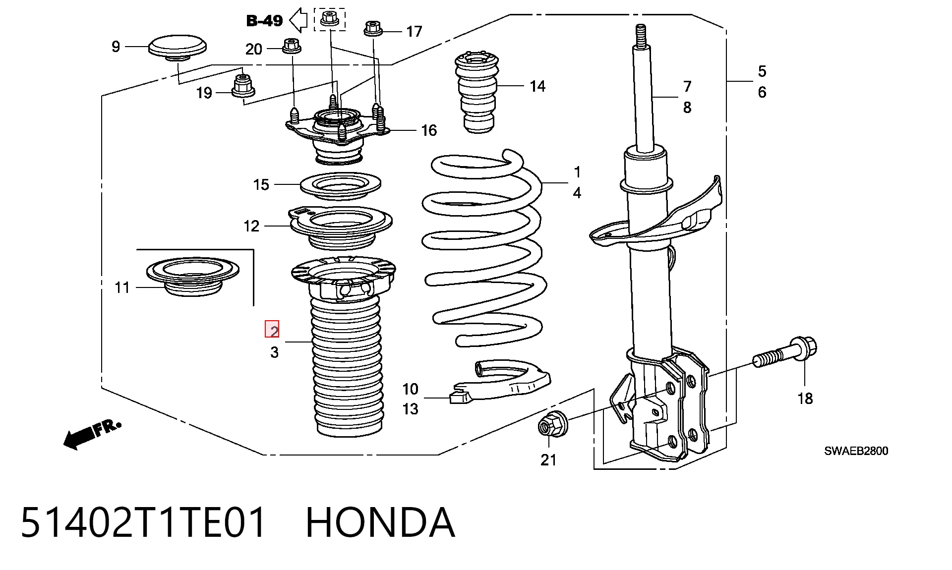 51402T1TE01 Honda Fuelle, amortiguador delantero