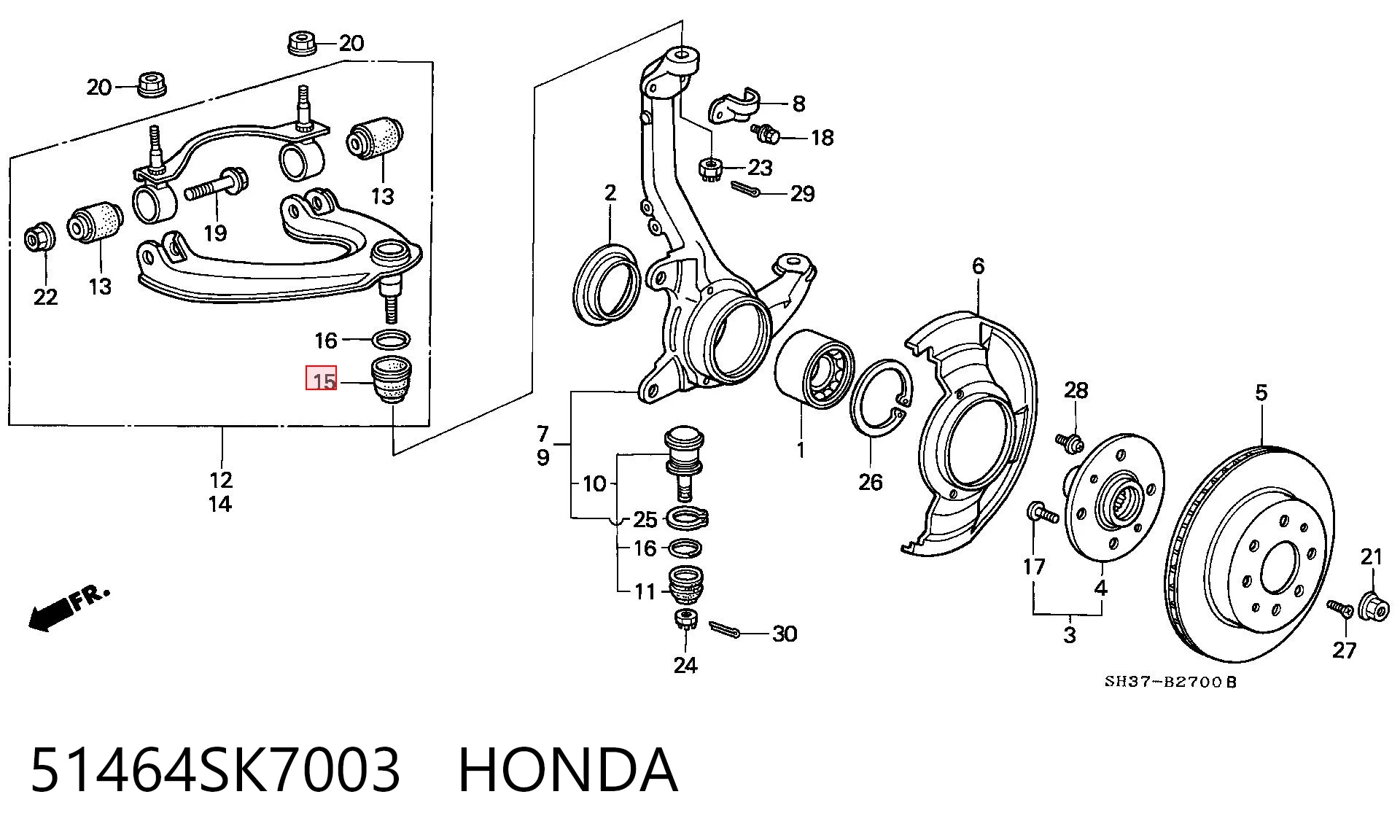Fuelle superior de rótula 51464SK7003 HONDA