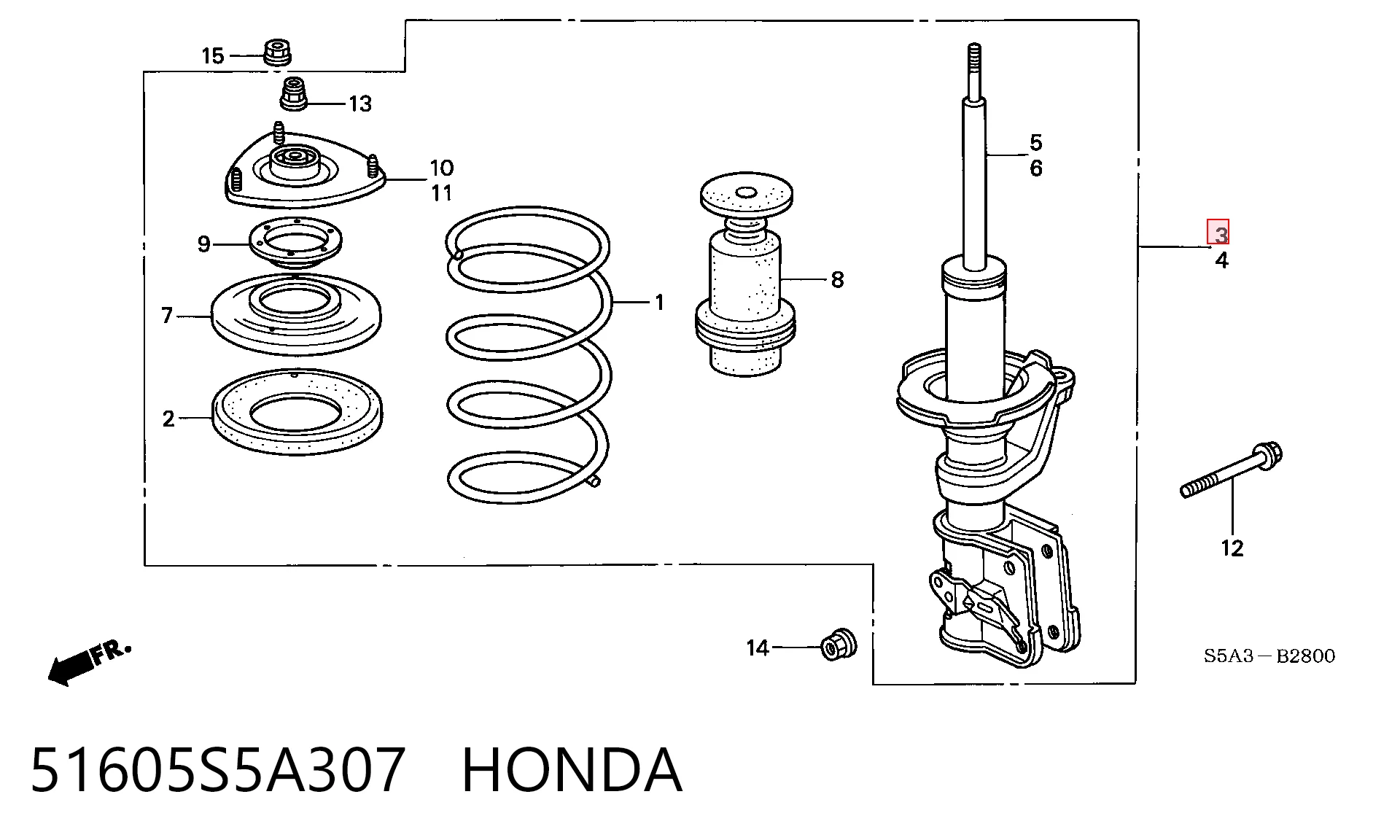 Amortiguador delantero derecho 51605S5A307 HONDA