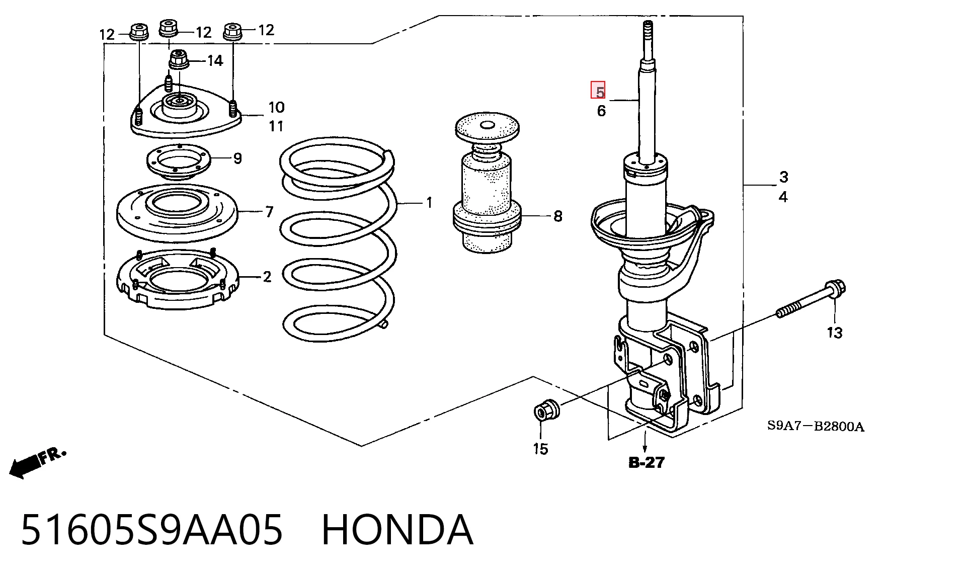 51605S9AA05 Honda amortiguador frontal derecho