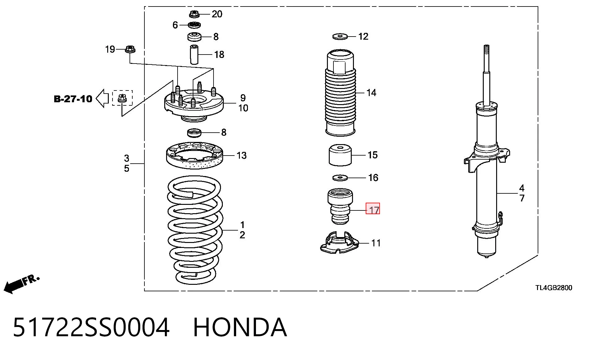 51722SS0004 Honda Tope de amortiguador delantero