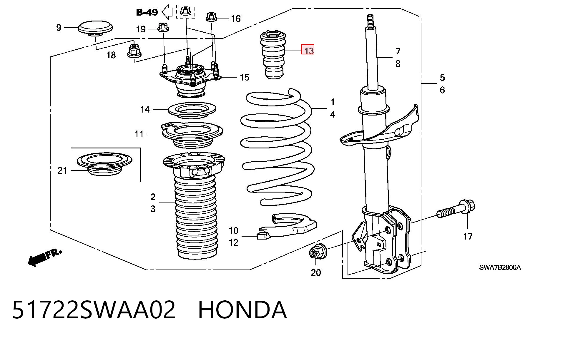 51722SWAA02 Honda Tope de amortiguador delantero