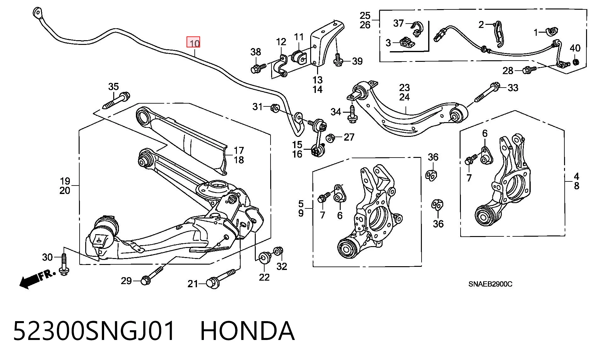 Estabilizador trasero para Honda Civic FD, FA