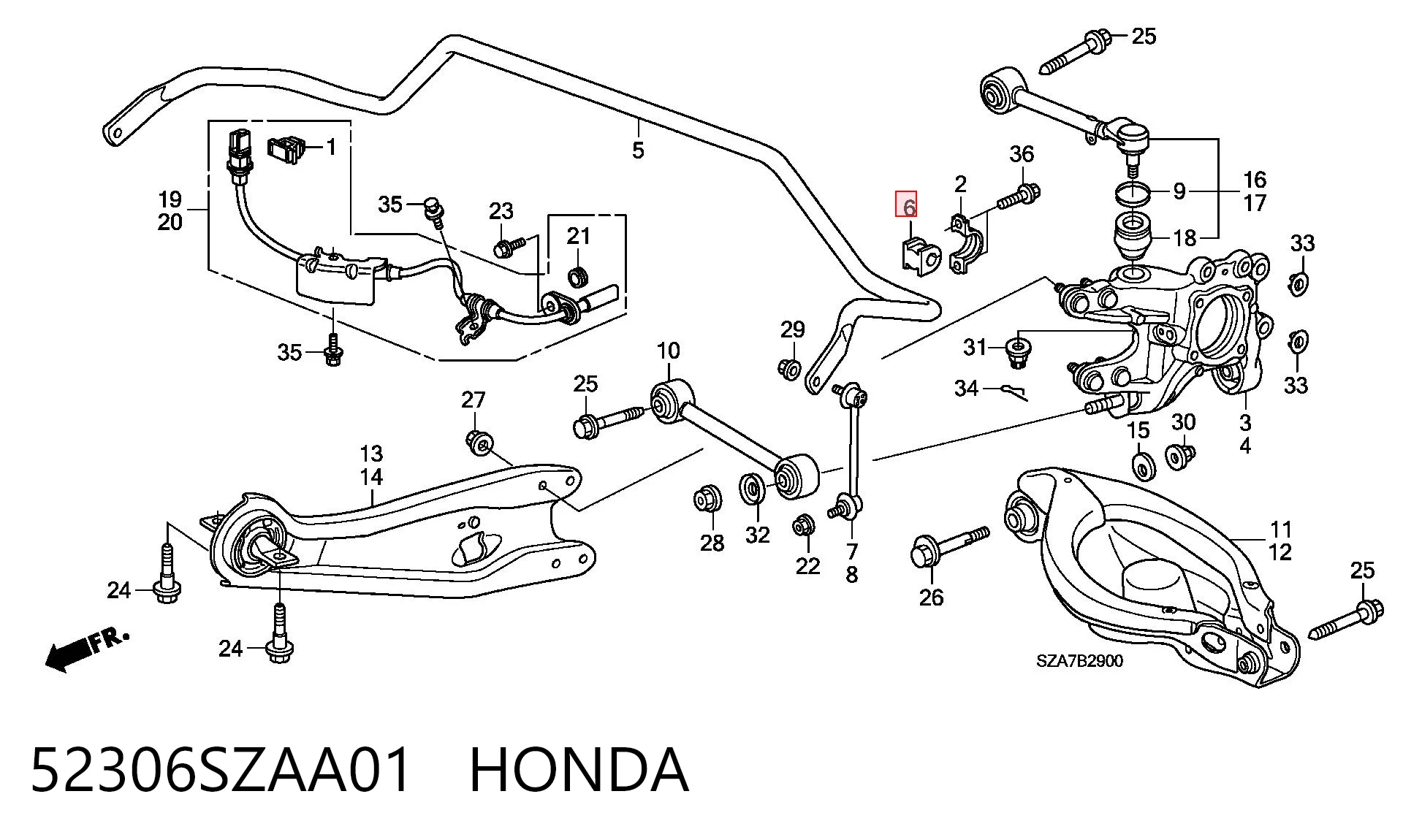 52306SZAA01 Honda Buje de barra estabilizadora trasera