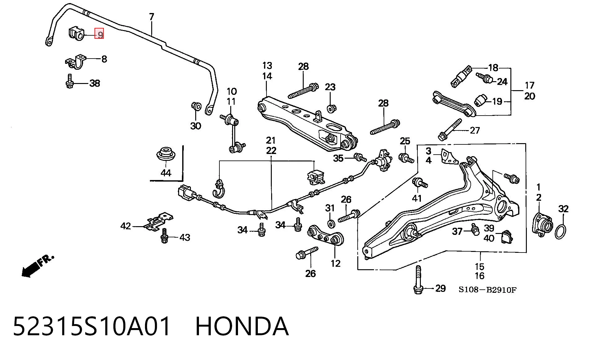 52315S10A01 Honda Buje de barra estabilizadora trasera
