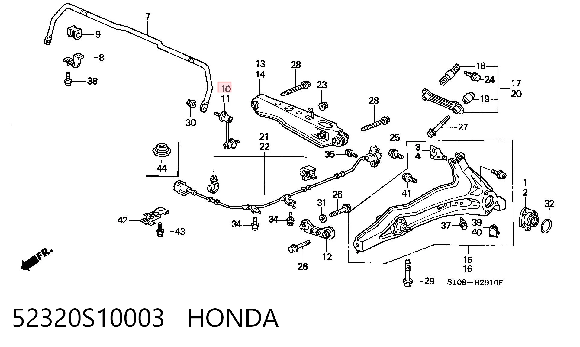 52320S10003 Honda Bieleta estabilizadora trasera derecha