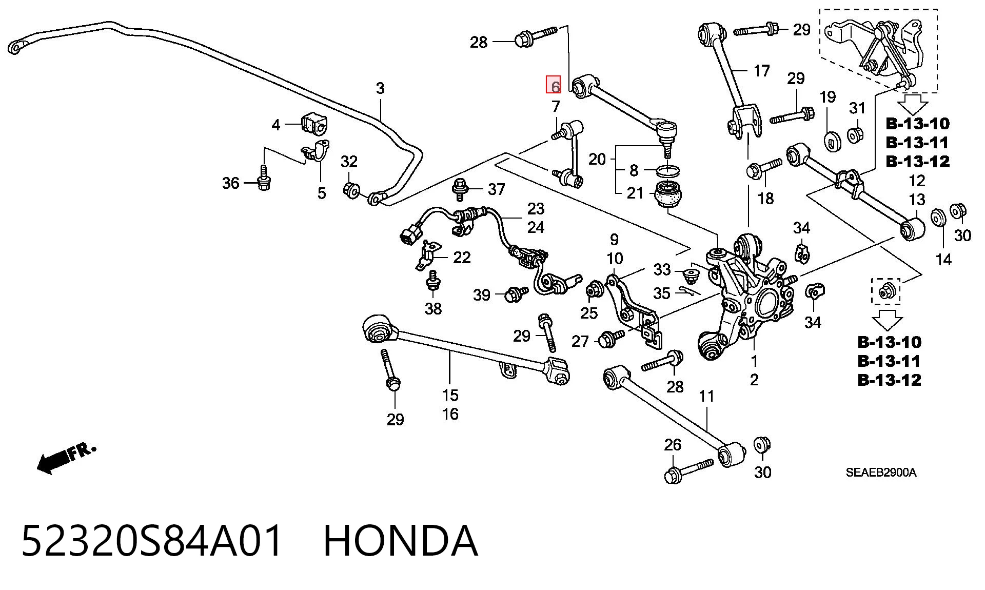 52320S84A01 Honda Bieleta estabilizadora trasera derecha
