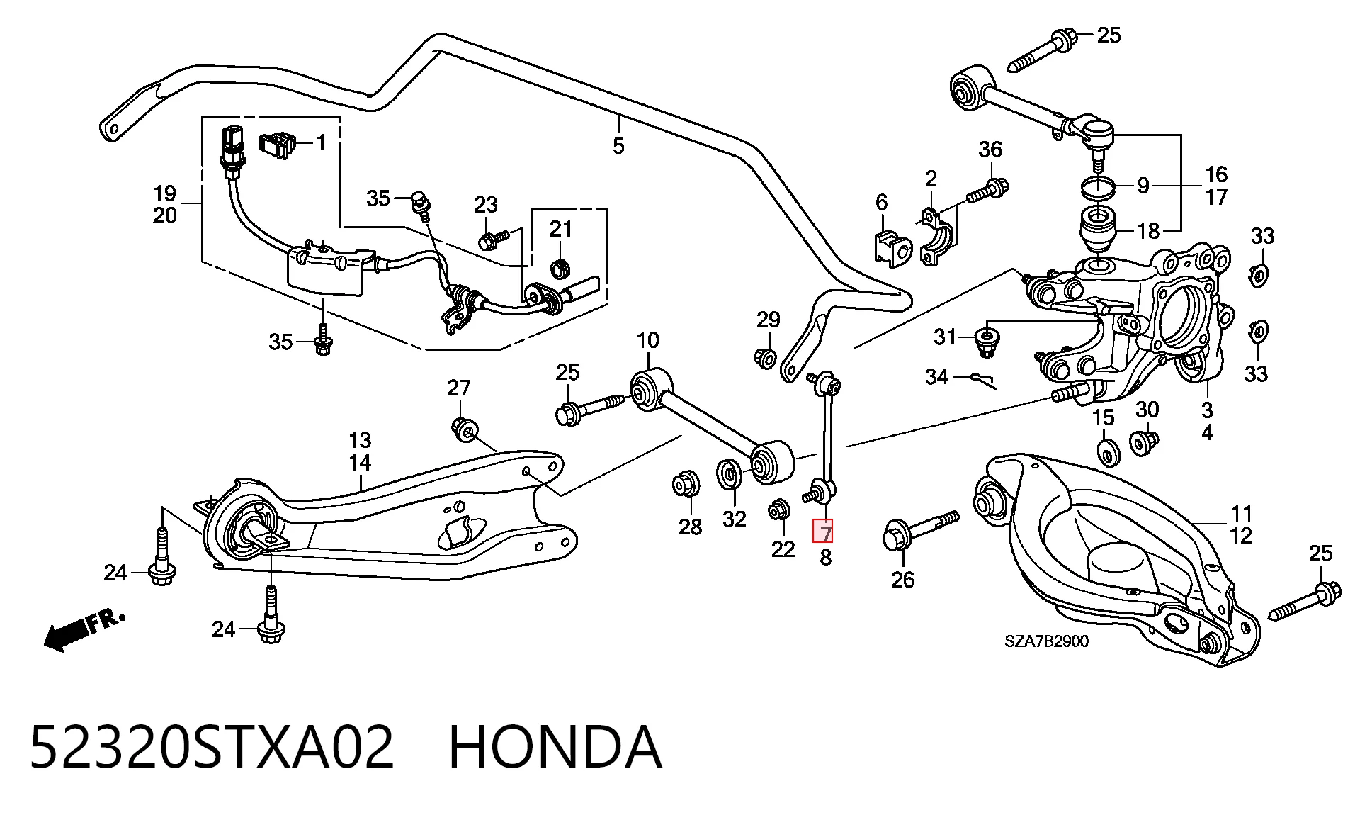 52320STXA02 Honda Bieleta estabilizadora trasera derecha