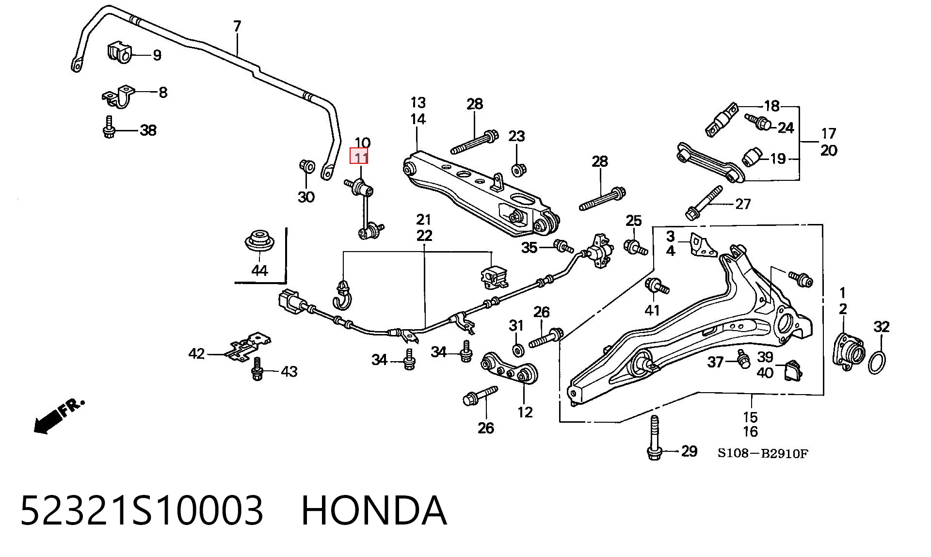 52321S10003 Honda Bieleta estabilizadora trasera izquierda