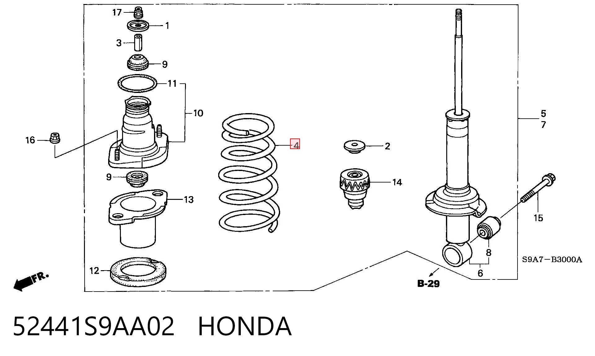 52441S9AA02 Honda Muelle trasero