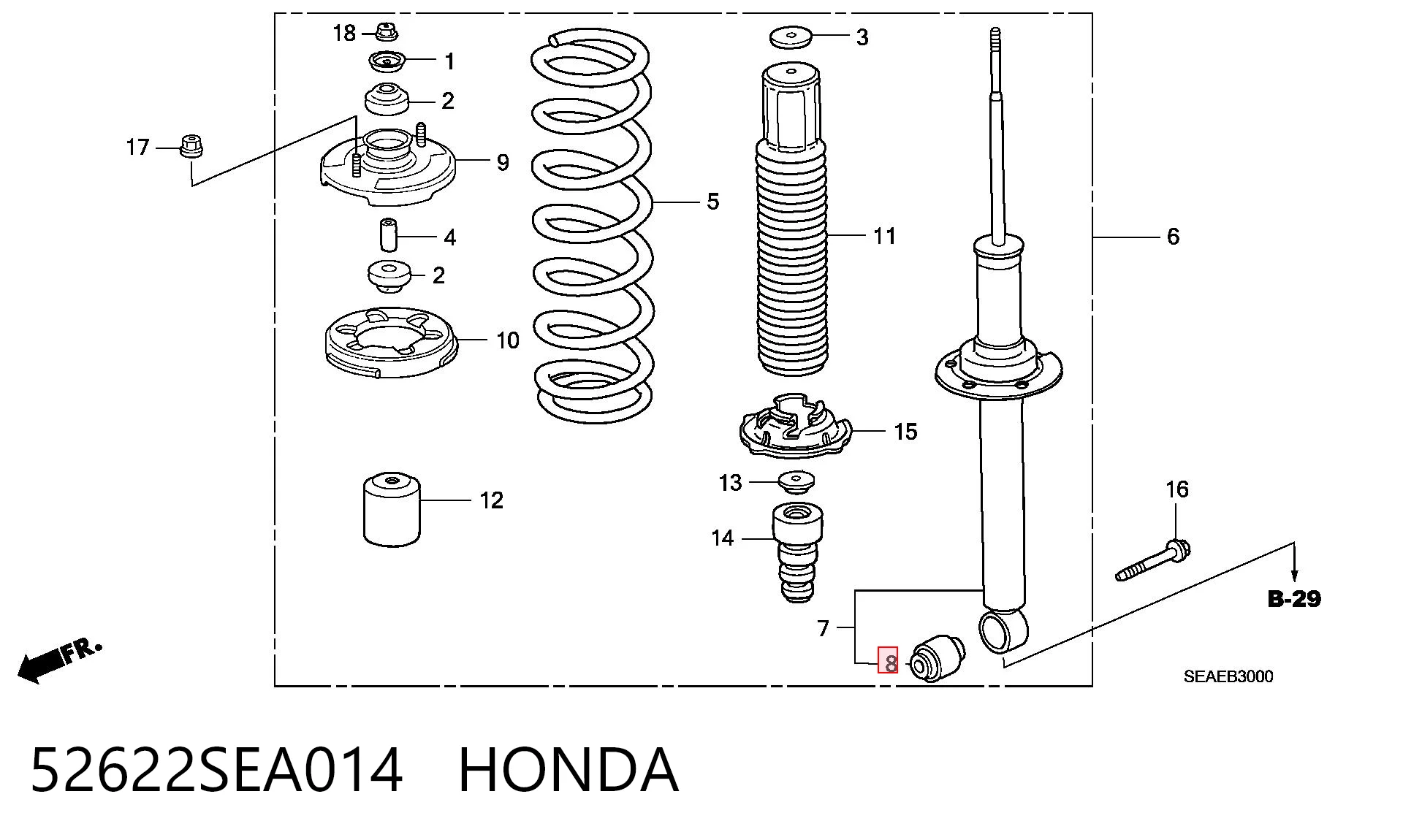 Comprar Buje de amortiguador trasero Honda Accord VII CL, CM a bajo precio