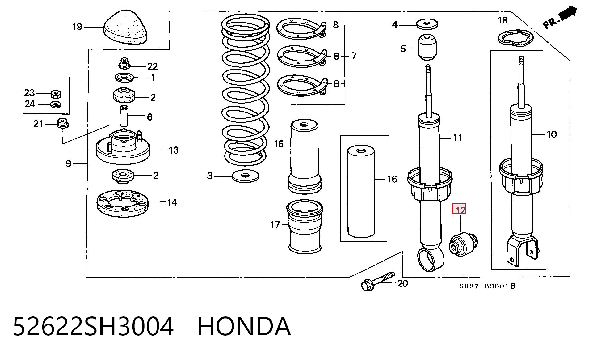 Comprar Buje de amortiguador trasero Honda Civic VI EJ9, EK3/4 a bajo precio