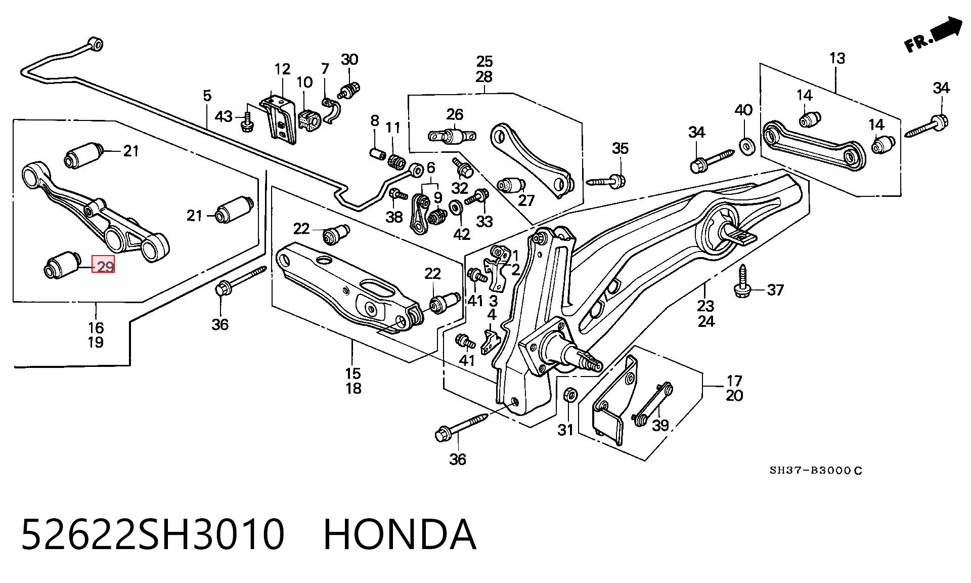 Silentblock del amortiguador trasero Honda HR-V (GH)