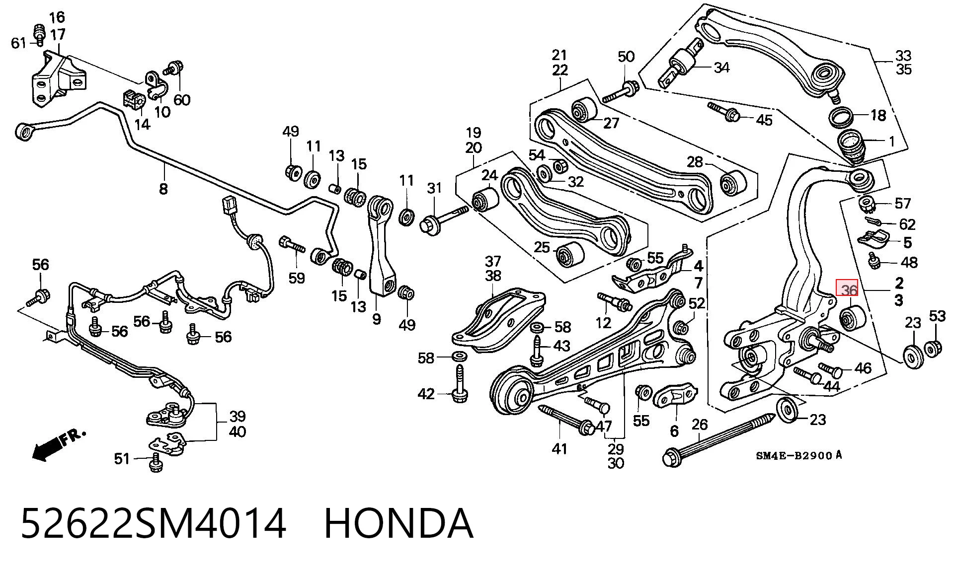 Buje de mangueta trasera 52622SM4014 HONDA