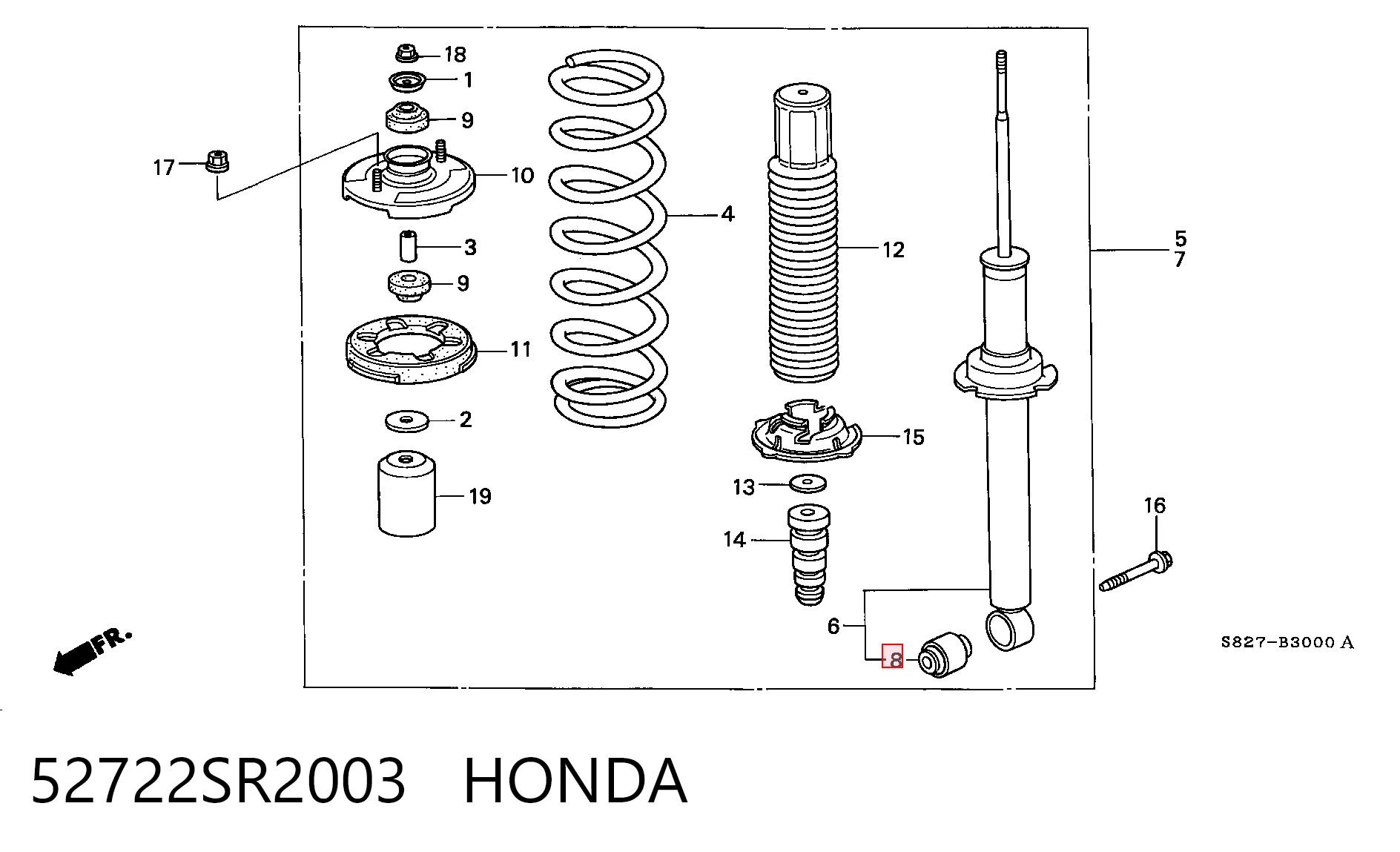  Silentblock amortiguador trasero Honda Accord 5