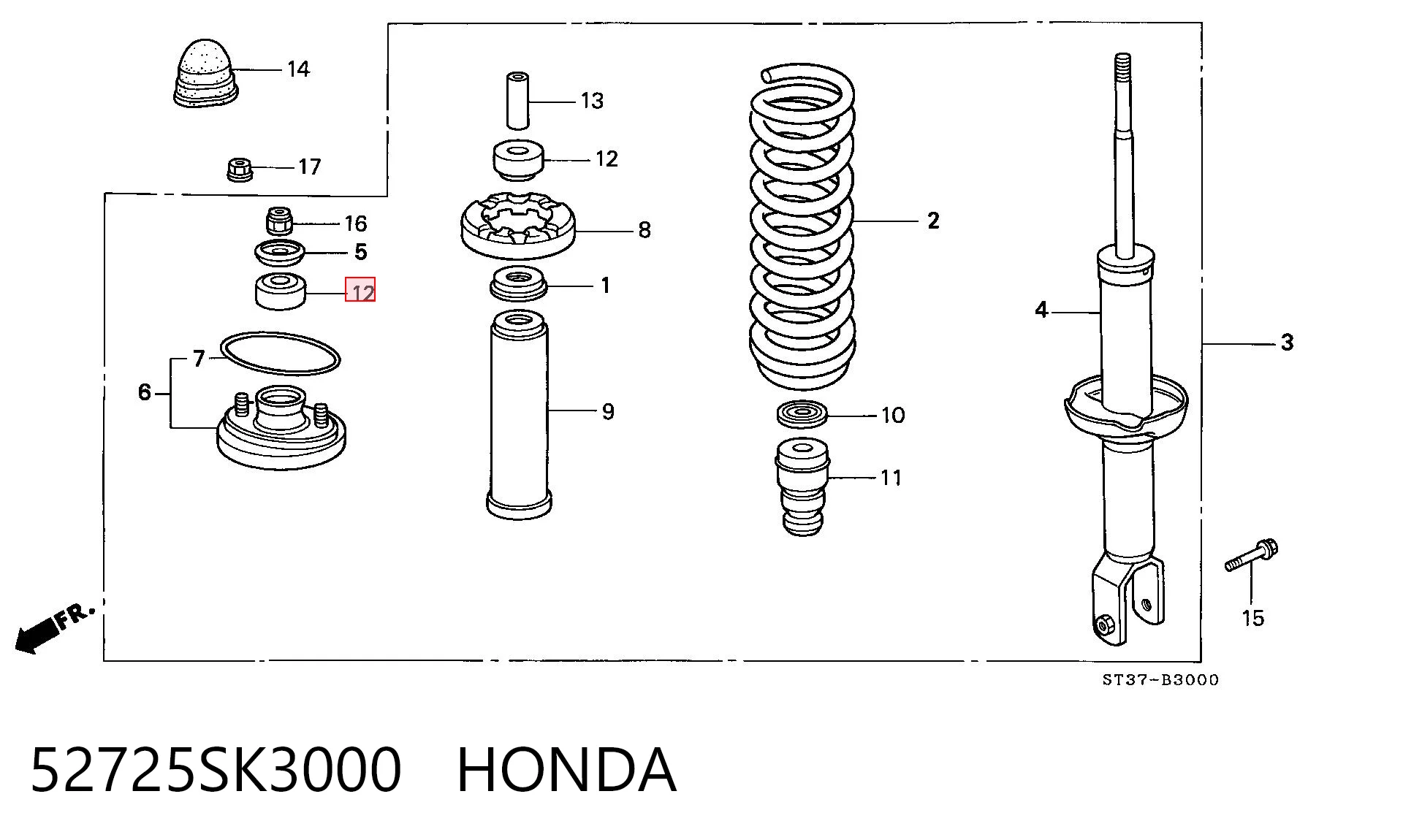 Soporte del amortiguador delantero 52725SK3000 HONDA