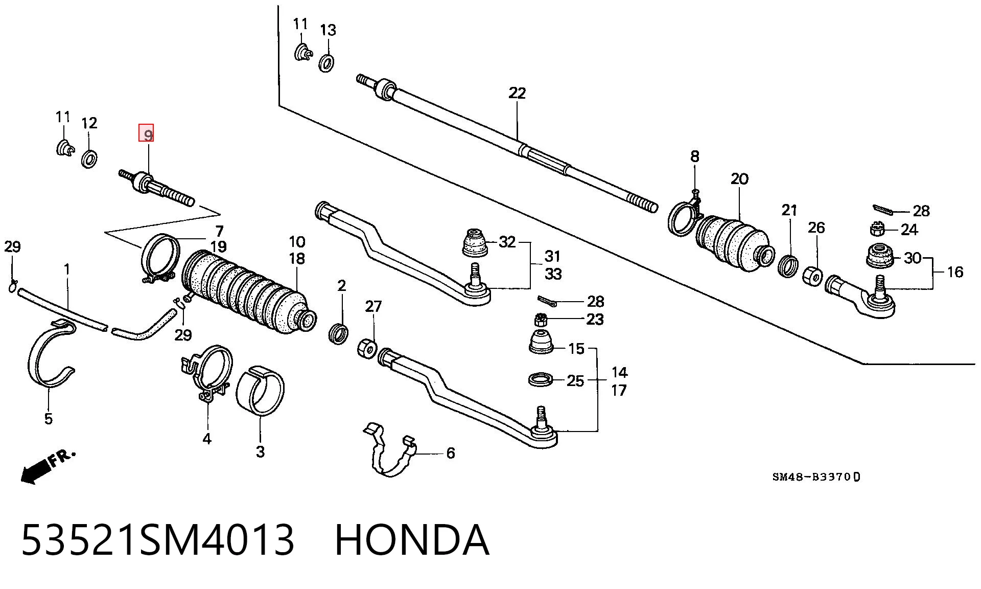 53521SM4013 Honda Barra de direccion coche