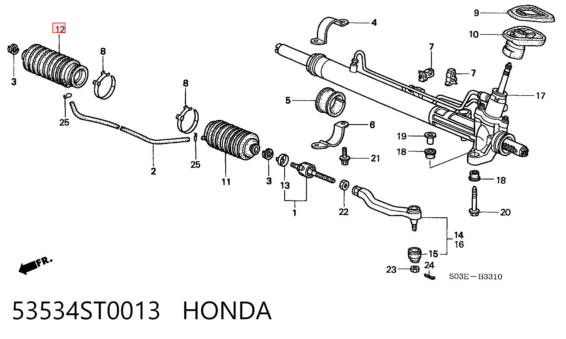 53534ST0013 Honda Guardapolvo dirección