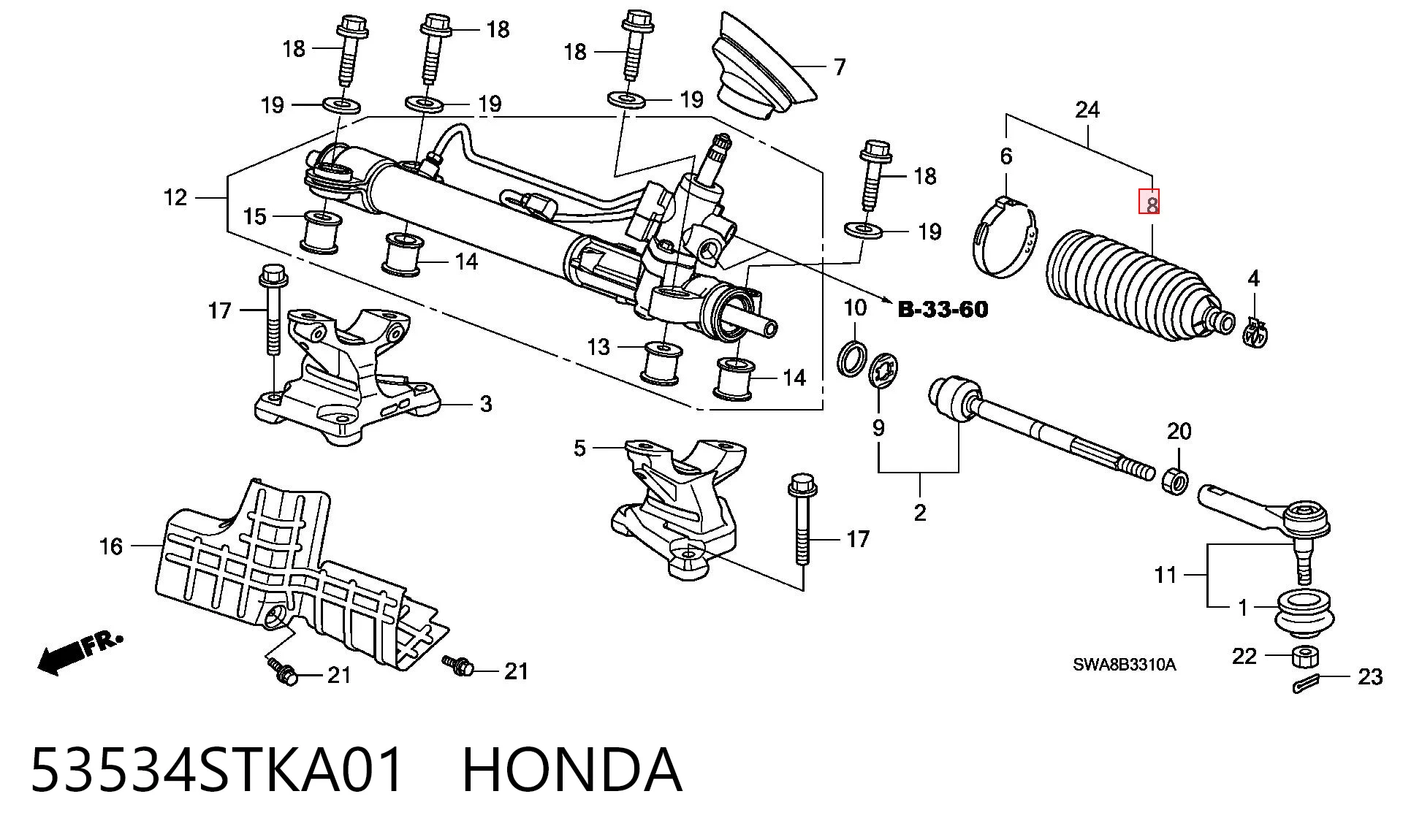 53534STKA01 Honda Guardapolvo dirección