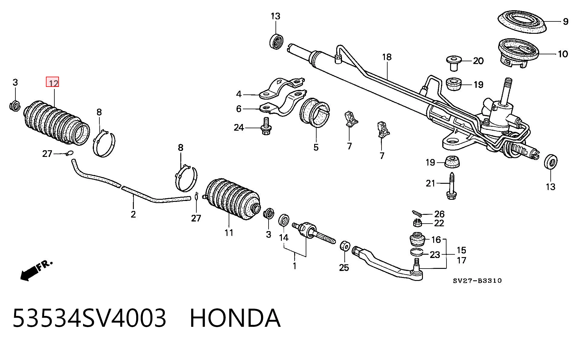 53534SV4003 Honda Guardapolvo dirección