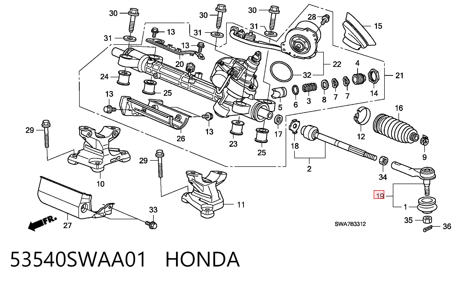 53540SWAA01 Honda Rótula de dirección