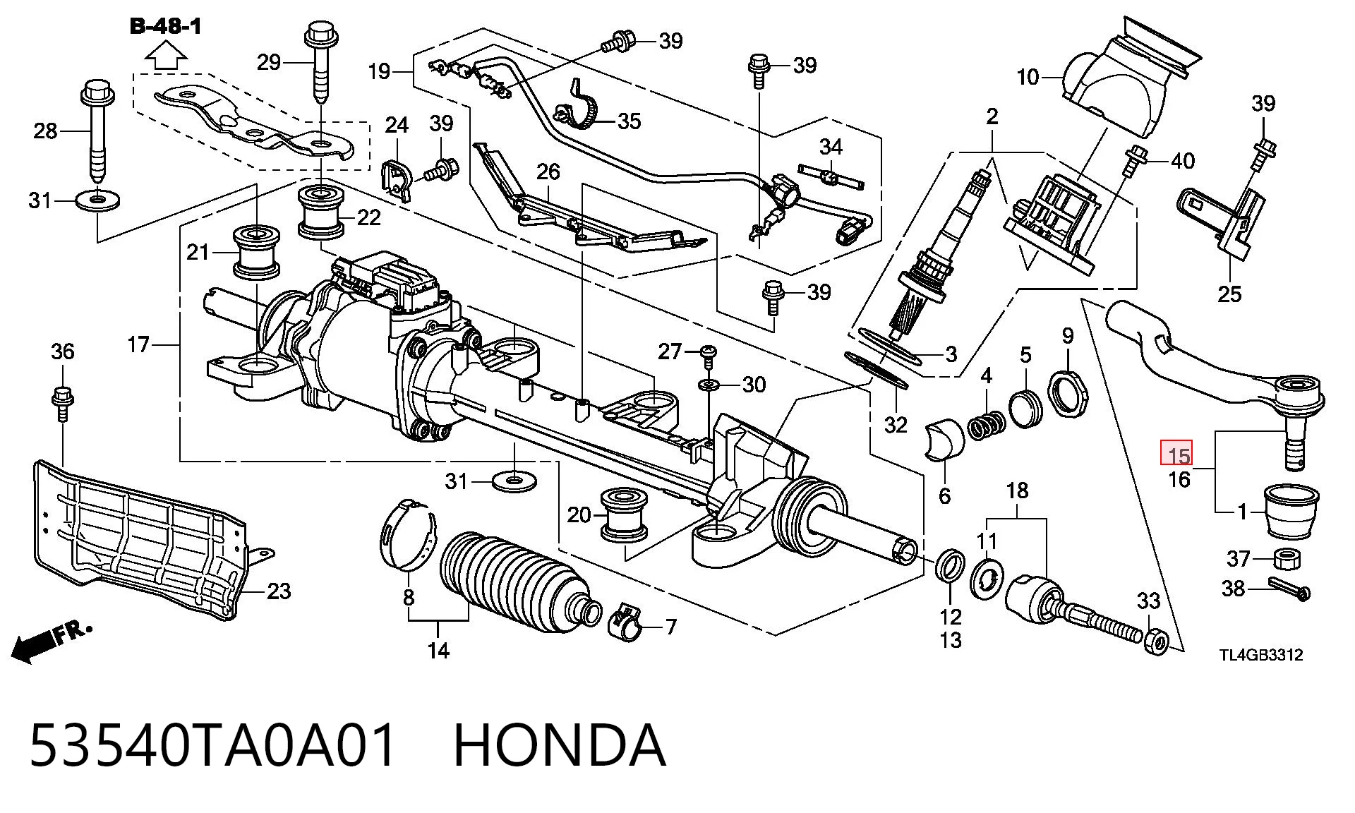 53540TA0A01 Honda Rótula de dirección
