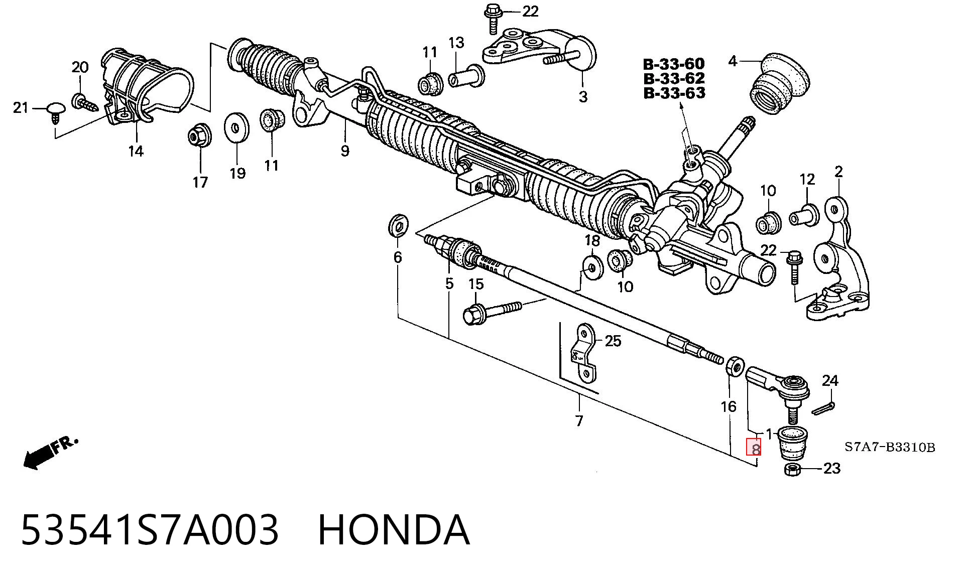 53541S7A003 Honda Rótula de dirección