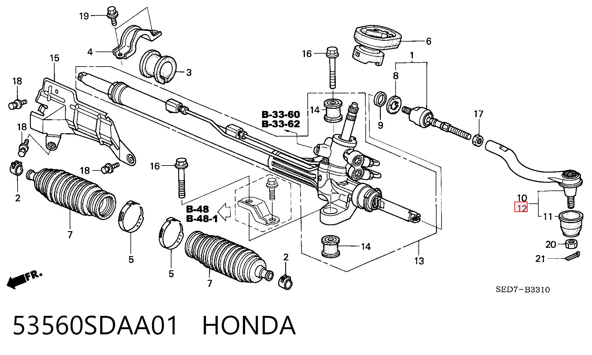 53560SDAA01 Honda Rótula de dirección
