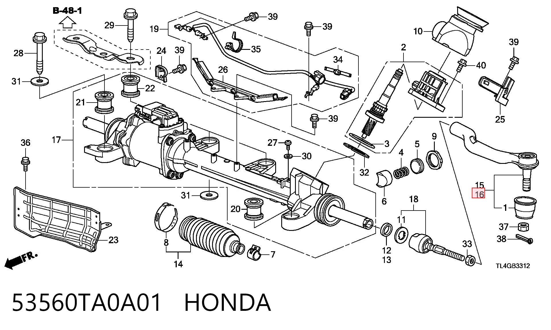 53560TA0A01 Honda Rótula de dirección