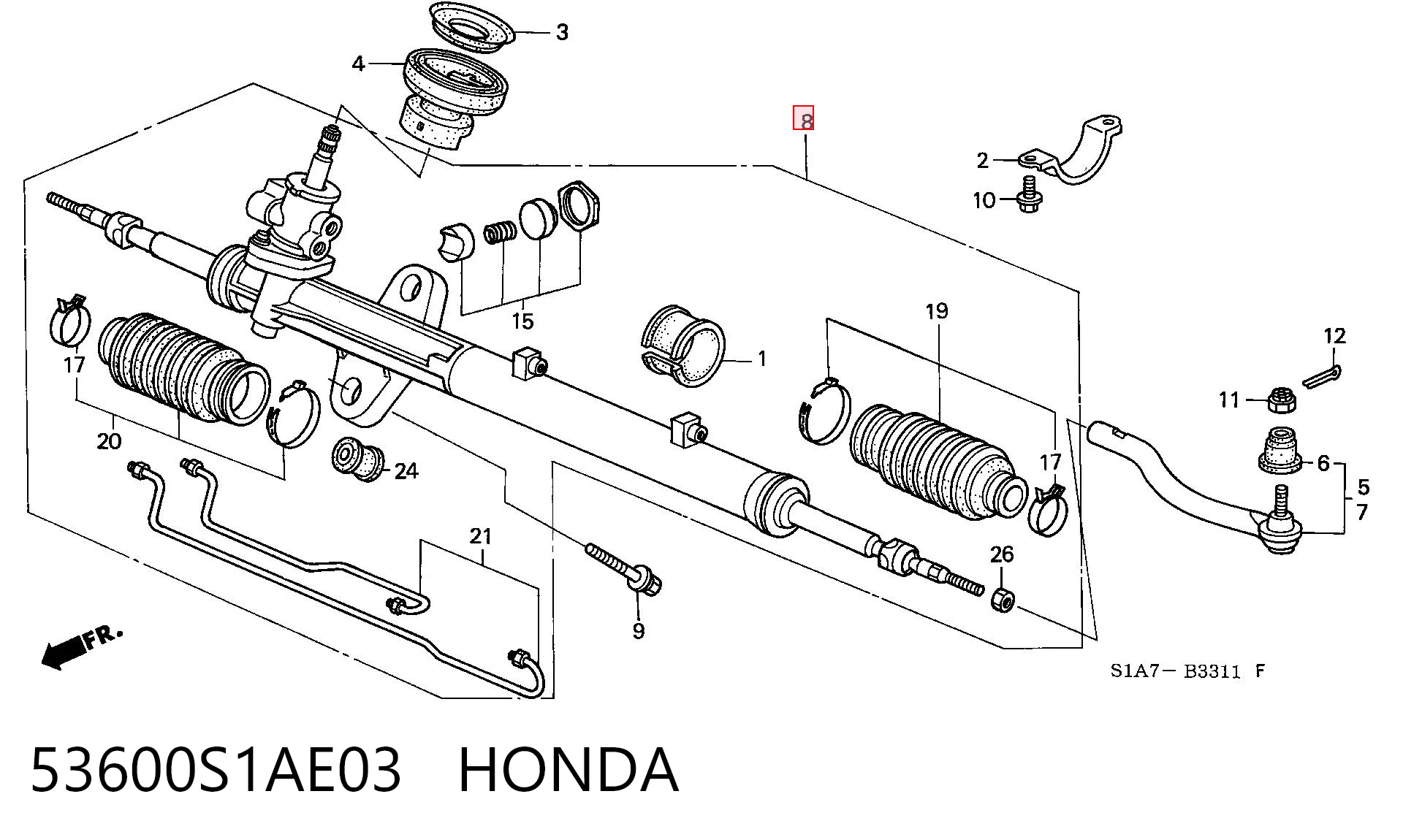 53600S1AE03 Honda Cremallera caja de direccion