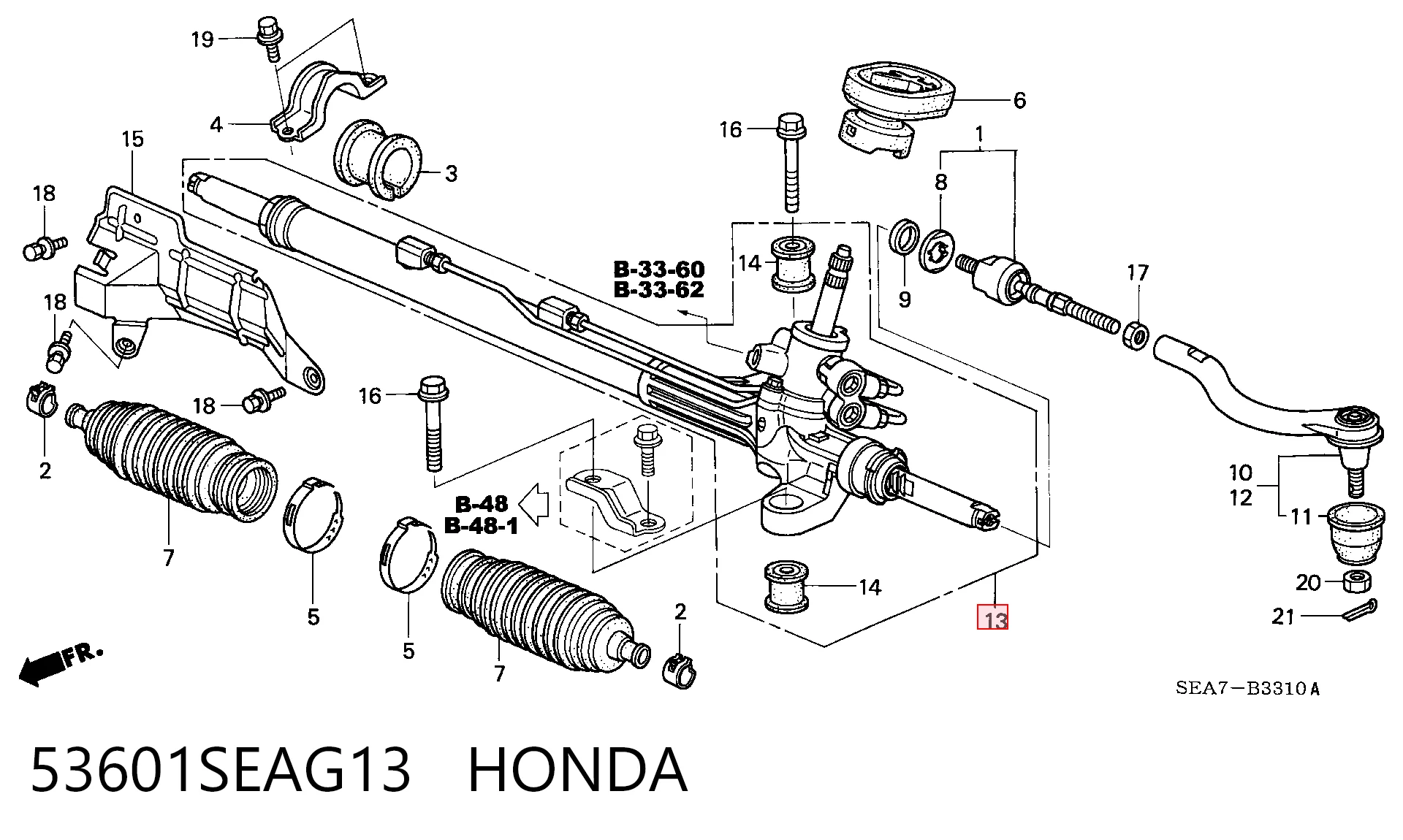 Cremallera de dirección 53601SEAG13 HONDA