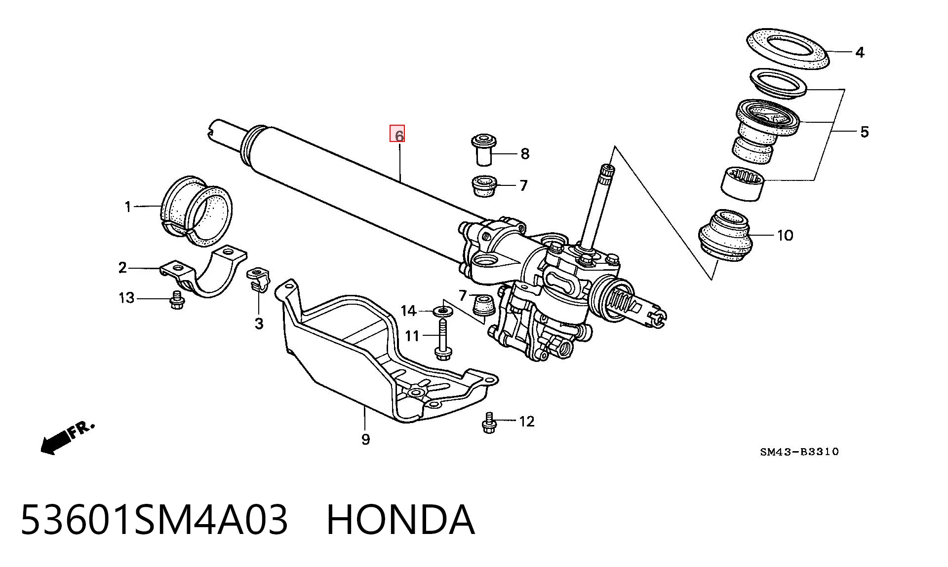 53601SM4A03 Honda Cremallera caja de direccion