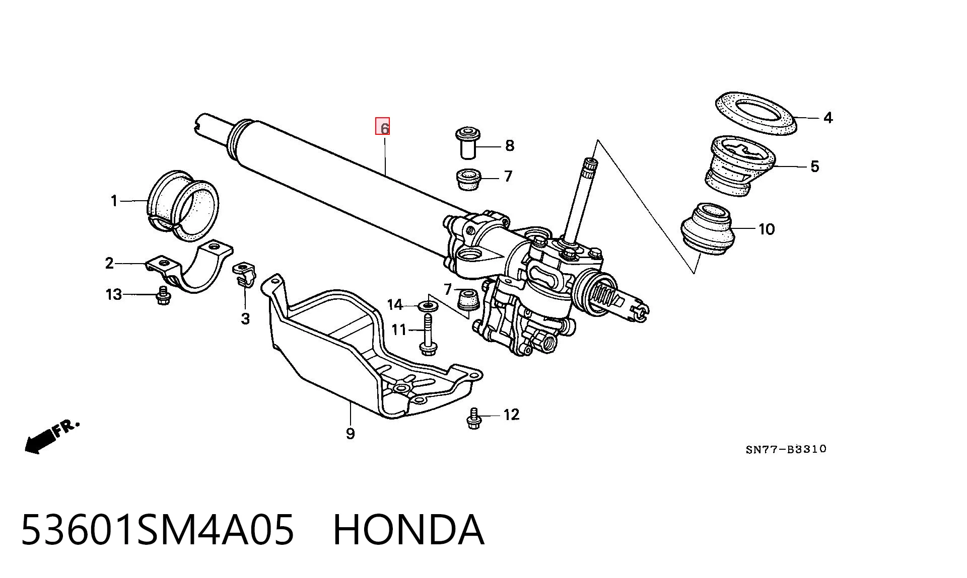 53601SM4A05 Honda Cremallera caja de direccion