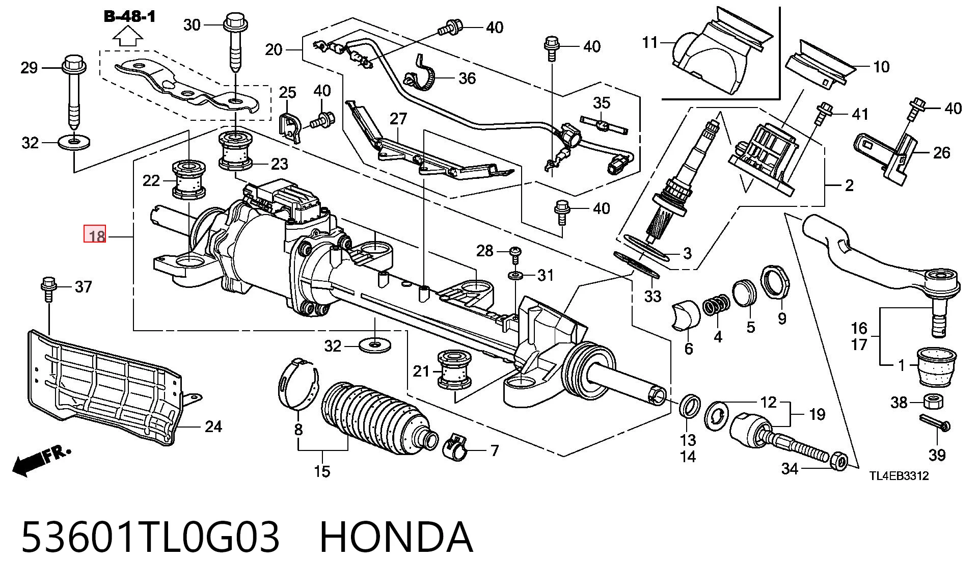 Cremallera caja de direccion para Honda Accord VIII CU