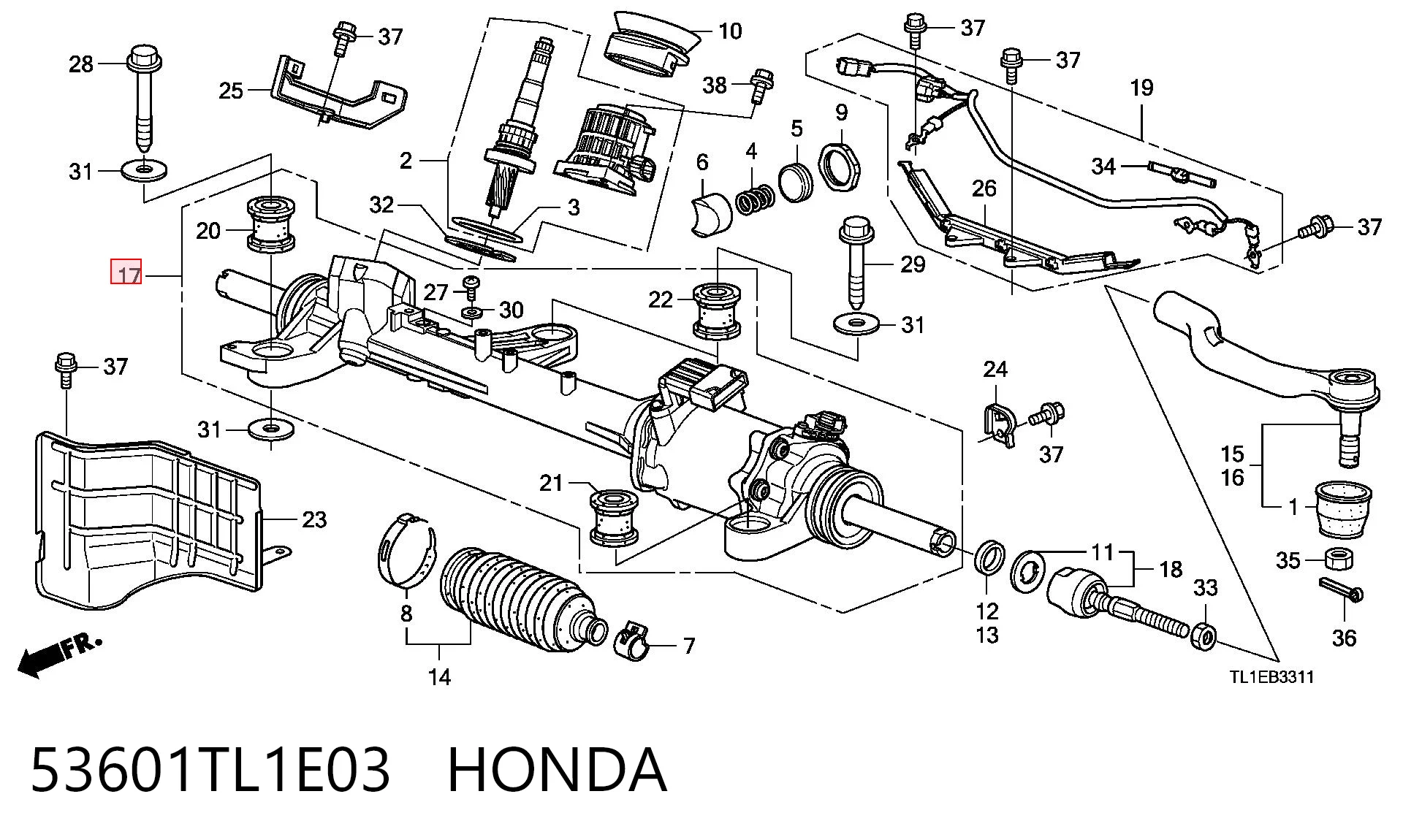 Caja de dirección Honda Accord VIII
