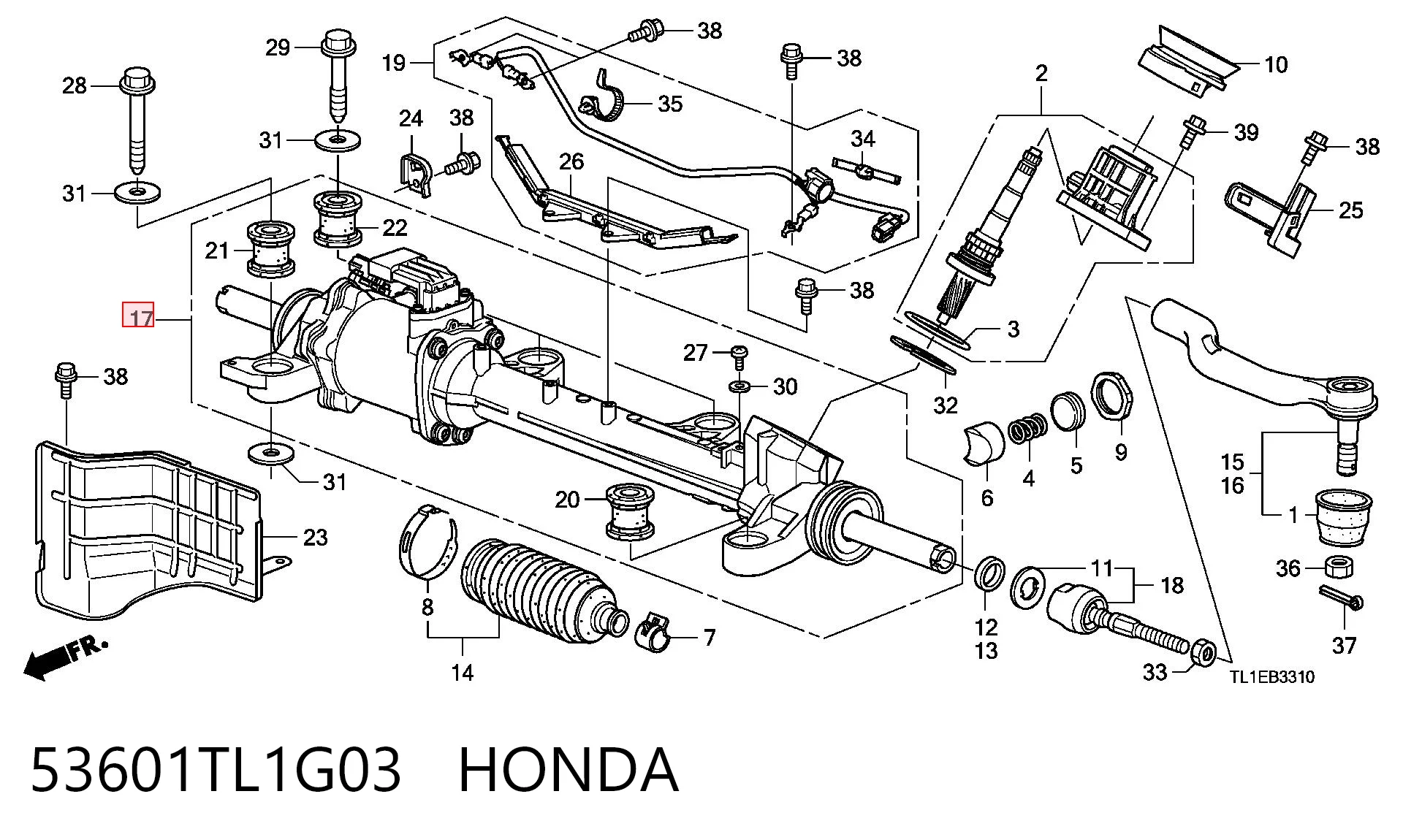 Cremallera caja de direccion para Honda Accord VIII CU