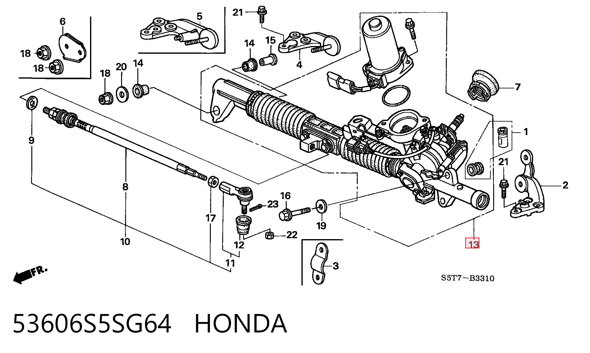 53606S5SG64 Honda Cremallera caja de direccion