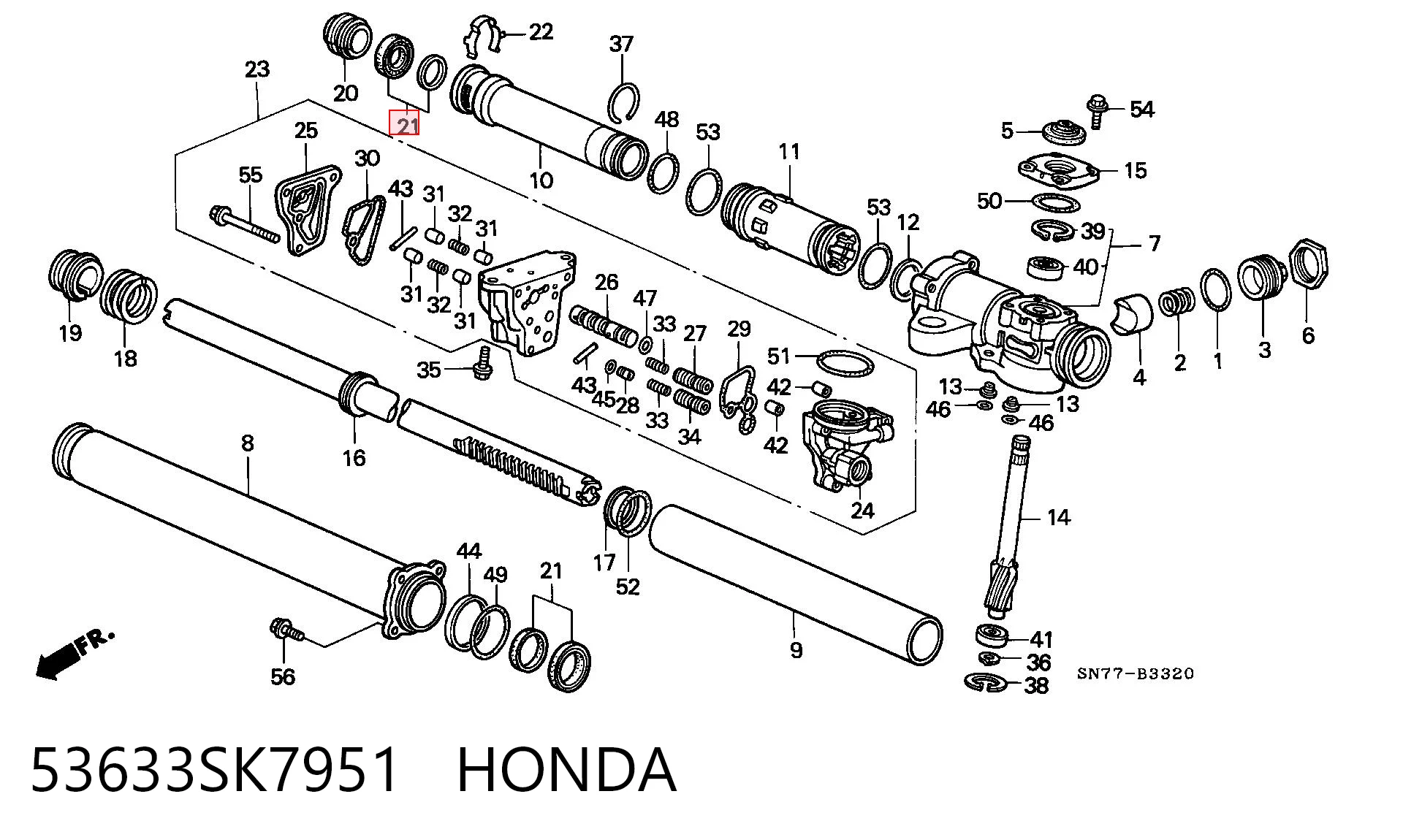 53633SK7951 Honda Retén de la cremallera de dirección