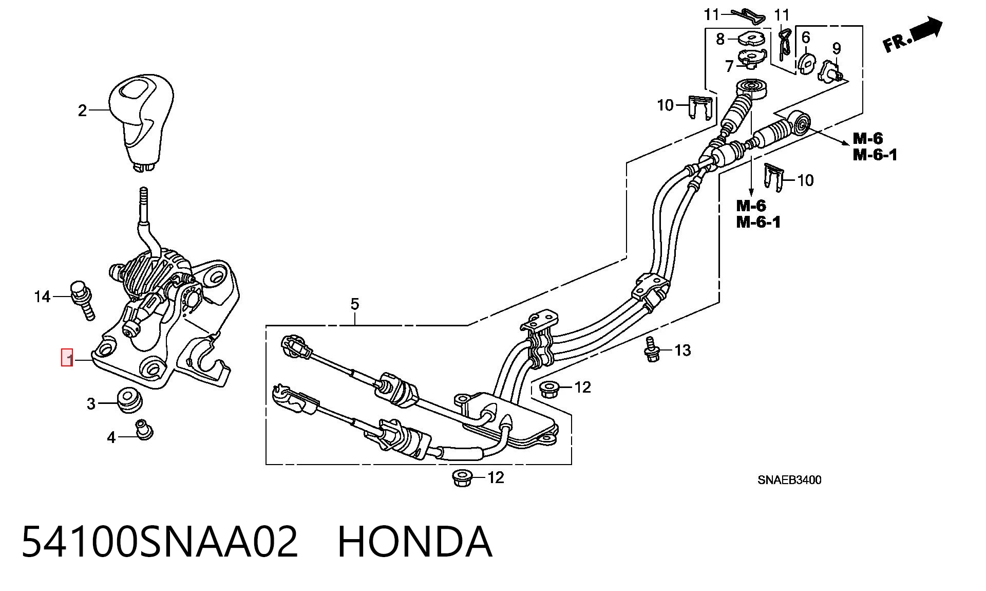 54100SNAA02 Honda Palanca selectora cambio de marcha