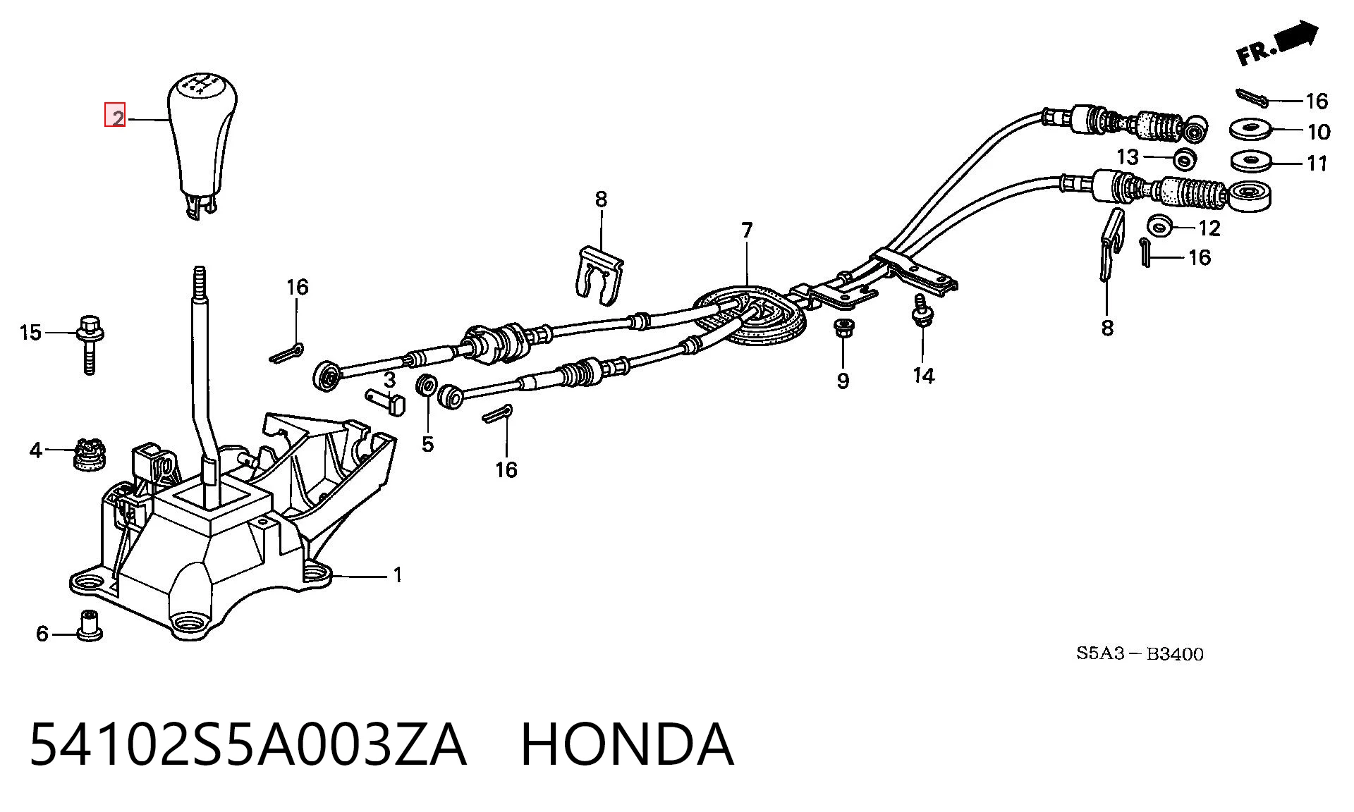 Mando de cambios para Honda Civic VII EU, EP, EV