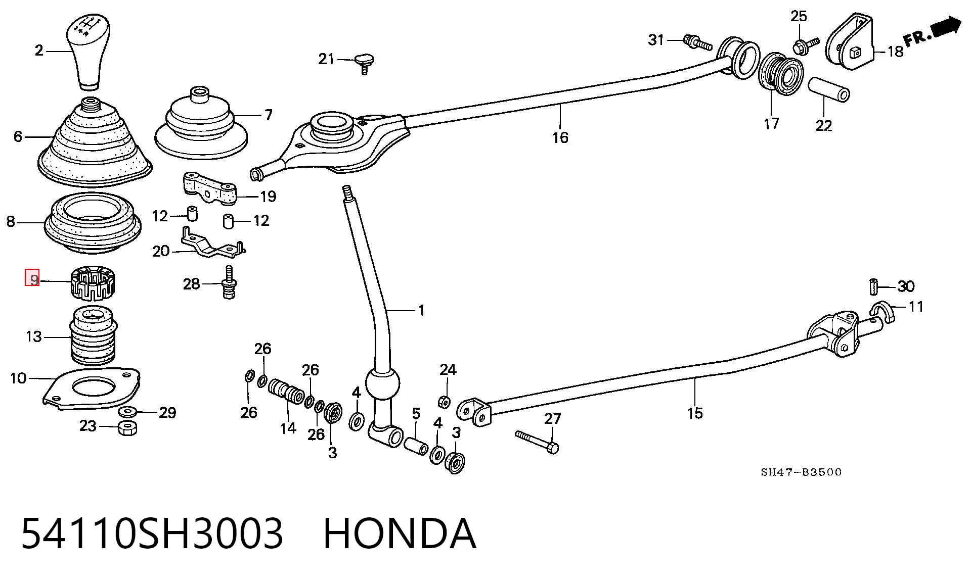 Casquillo palanca cambio para Honda Civic VI EJ9, EK3/4