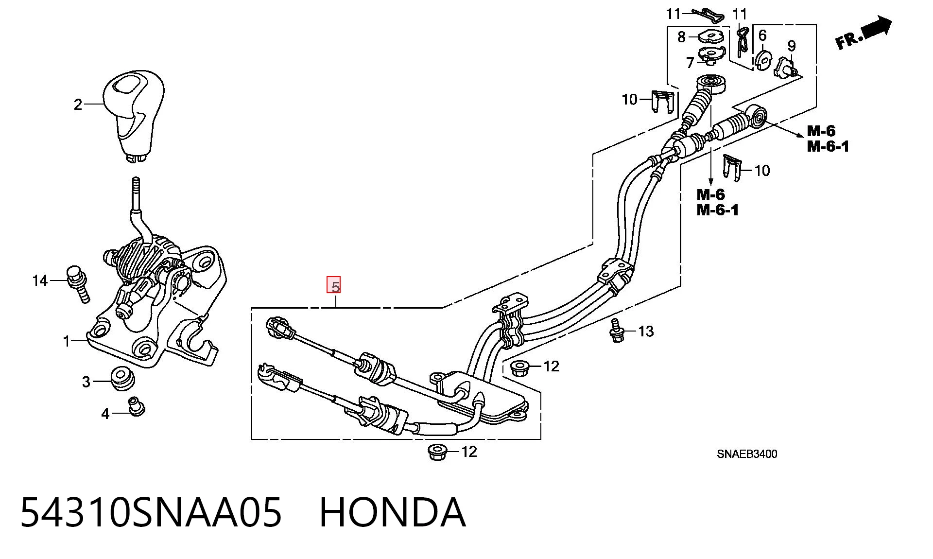 Cable para caja de cambios manual para Honda Civic VIII FD, FA