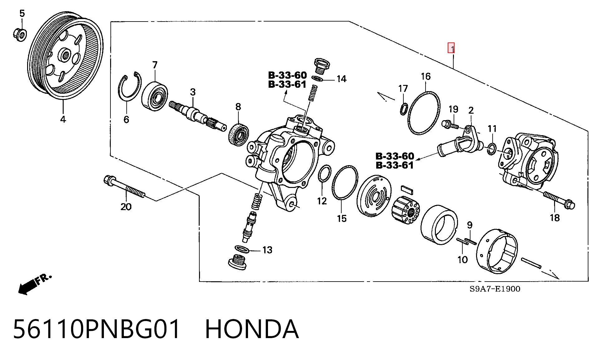 56110PNBG01 Honda Bomba hidráulica de dirección