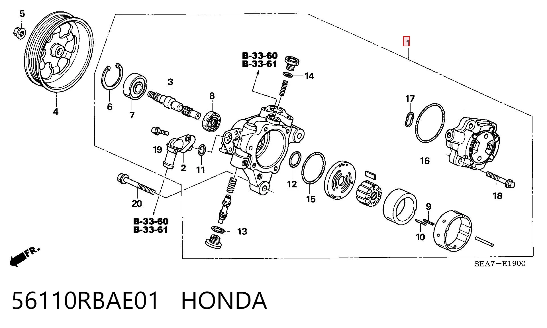 56110RBAE01 Honda Bomba hidráulica de dirección