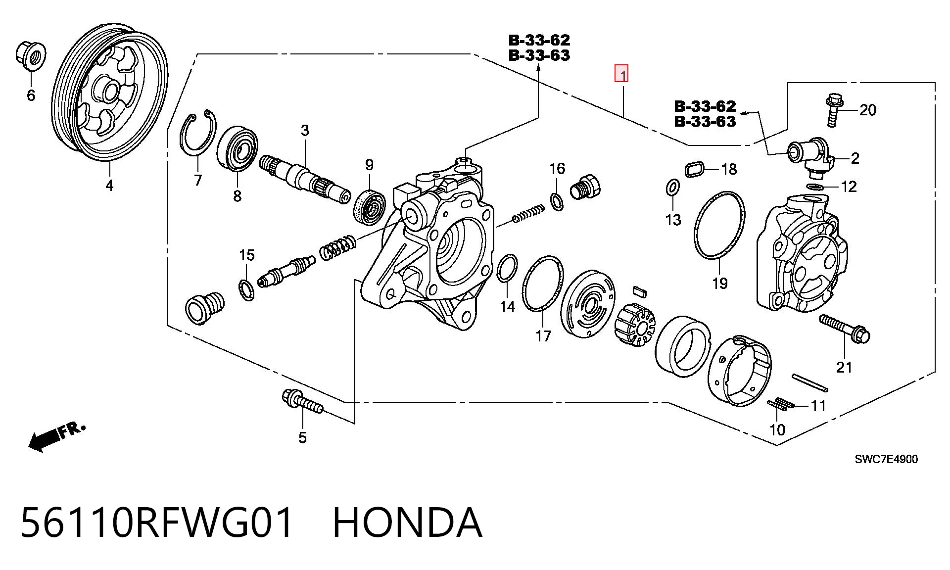56110RFWG01 Honda Bomba hidráulica de dirección