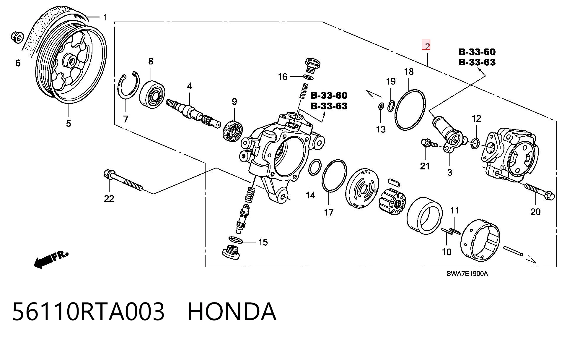 56110RTA003 Honda Bomba hidráulica de dirección