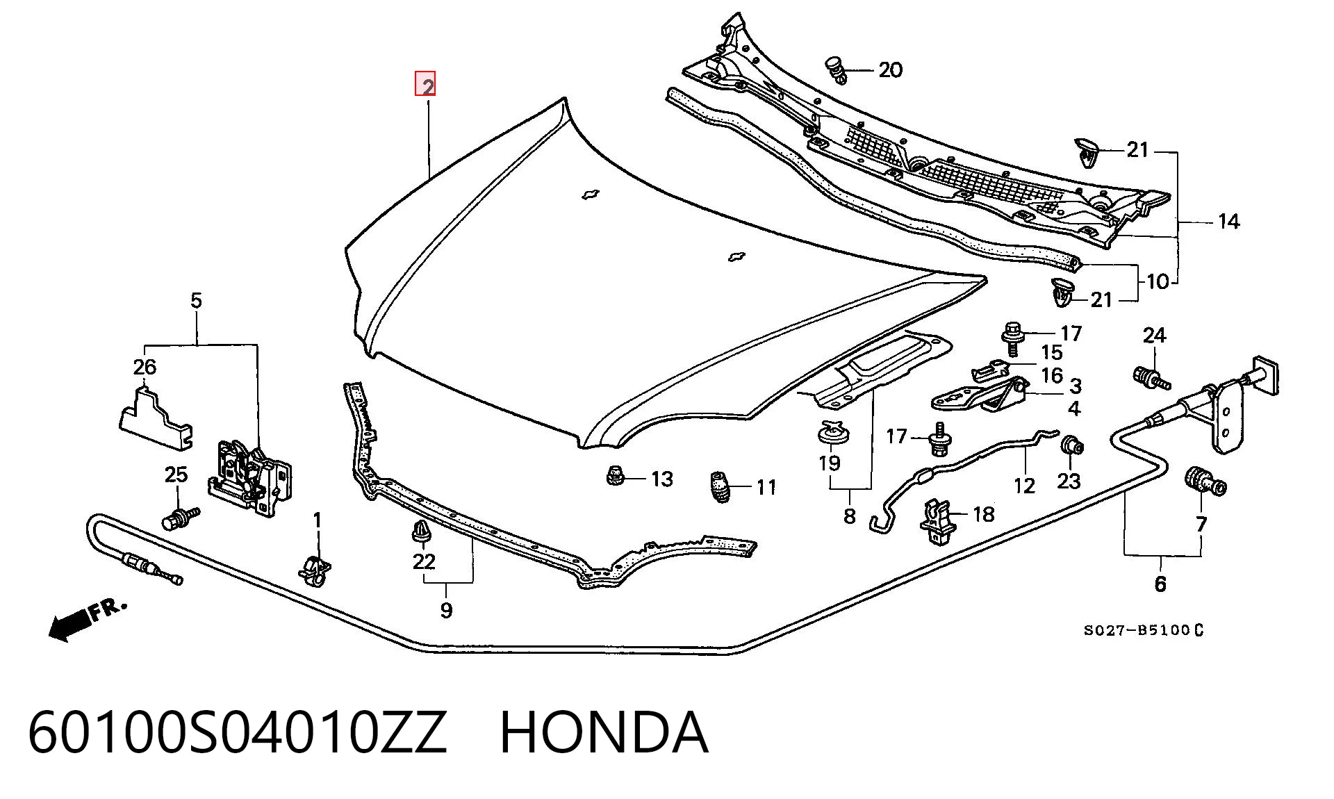 60100S04010ZZ Honda Capó delantero