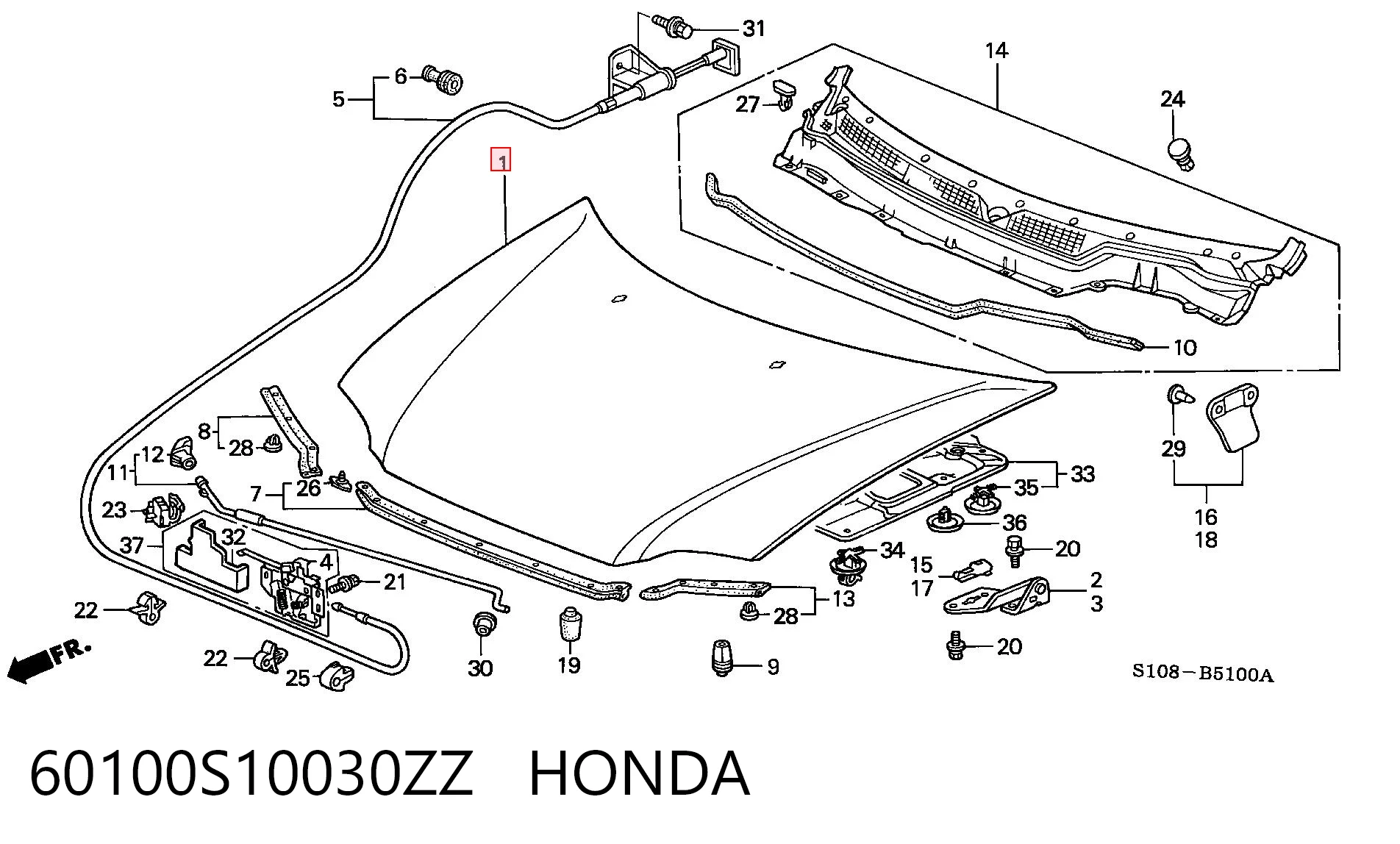 Capó delantero para Honda CR-V I RD